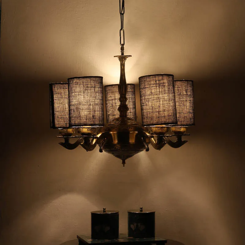 Misha Cylindrical Golden Antique Ceiling Lamp media 1