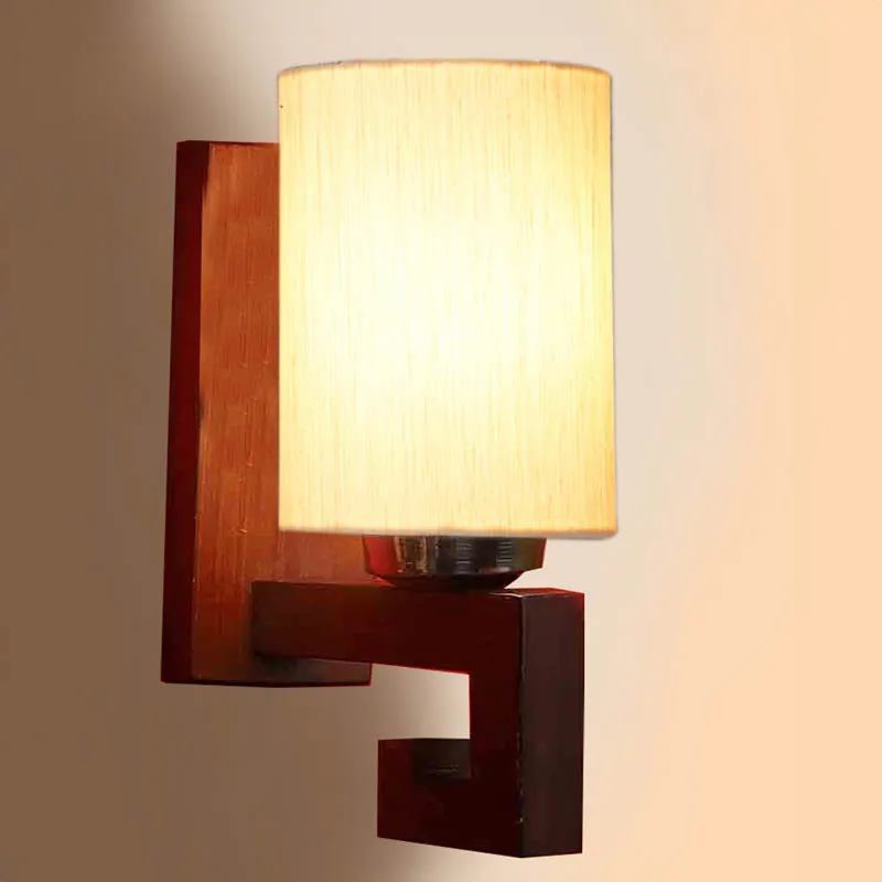 Milky Cylindrical Wooden Wall Lamp media 4