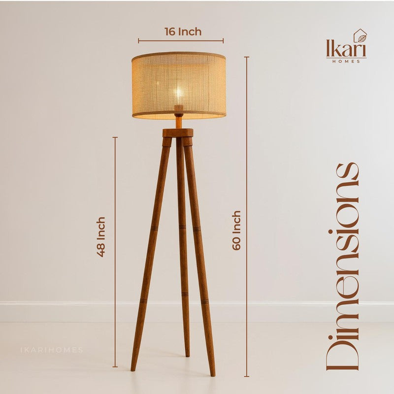 Tripod Hex Acacia Wood Floor Lamp media 12