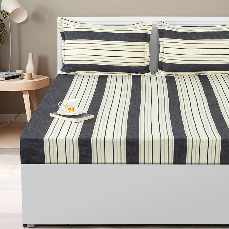 Swayam Marianne Striped Cotton Bedsheet - 180 TC media 4