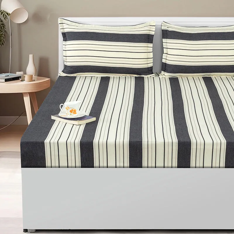 Swayam Marianne Striped Cotton Bedsheet - 180 TC media 4