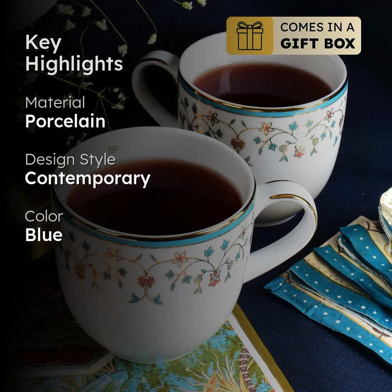Gilded Mavi Pete 24k Gold Brushed Porcelain Coffee Mug (300 mL Each) - Set Of Six media 2