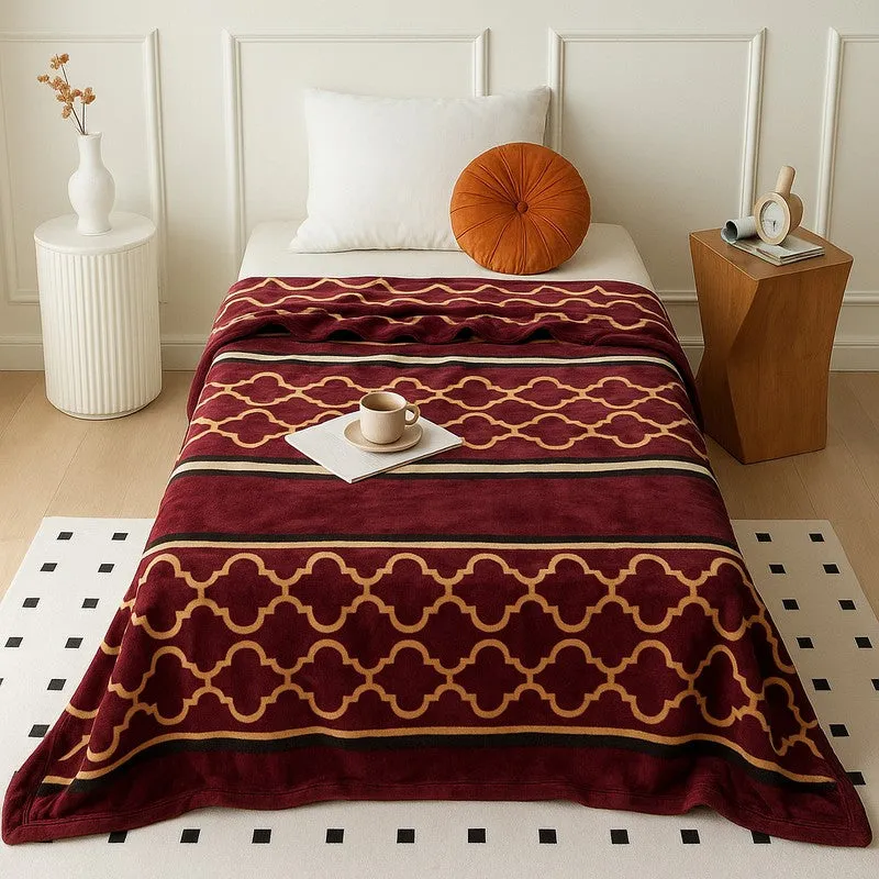 Imperial Abstract Woolen Blanket (Brown) - 350 GSM media 1