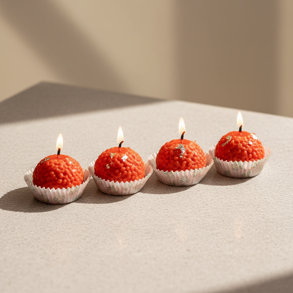 Motichoor Laddu Orange Scented Candle - Set Of Four