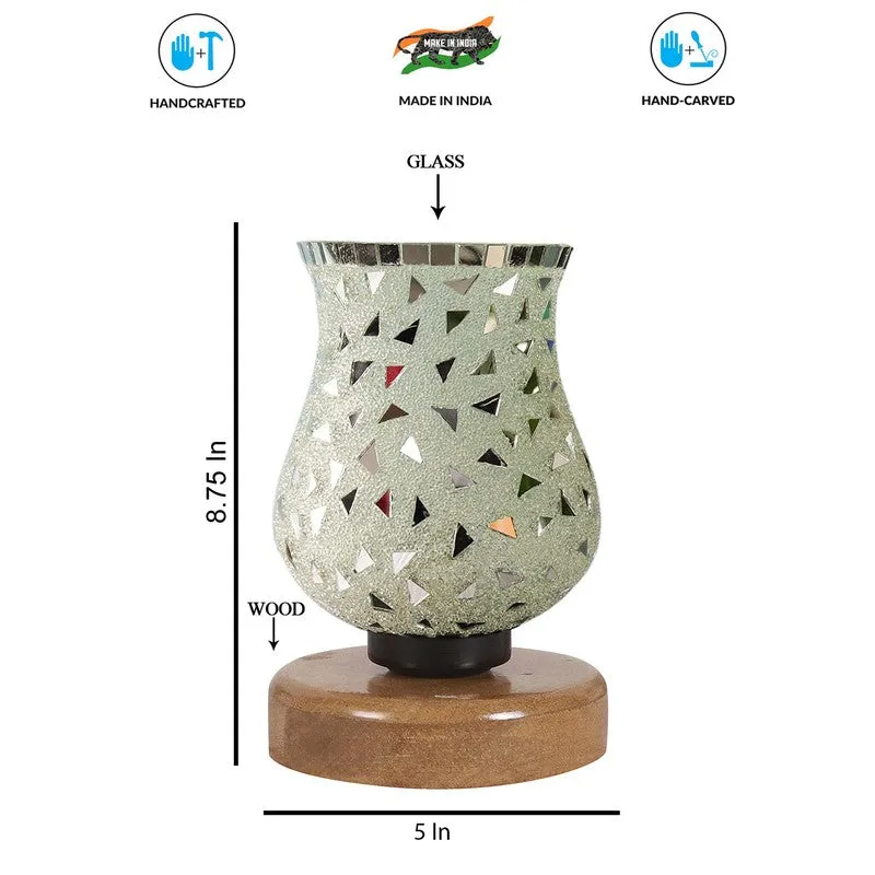 Aurevo Mosaic Glass Table Lamp With Wooden Base - Multicolor media 8