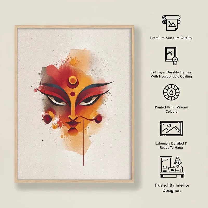 Jagat Swamini Maa Durga Archival Paper Wall Art - Natural Brown Frame media 8