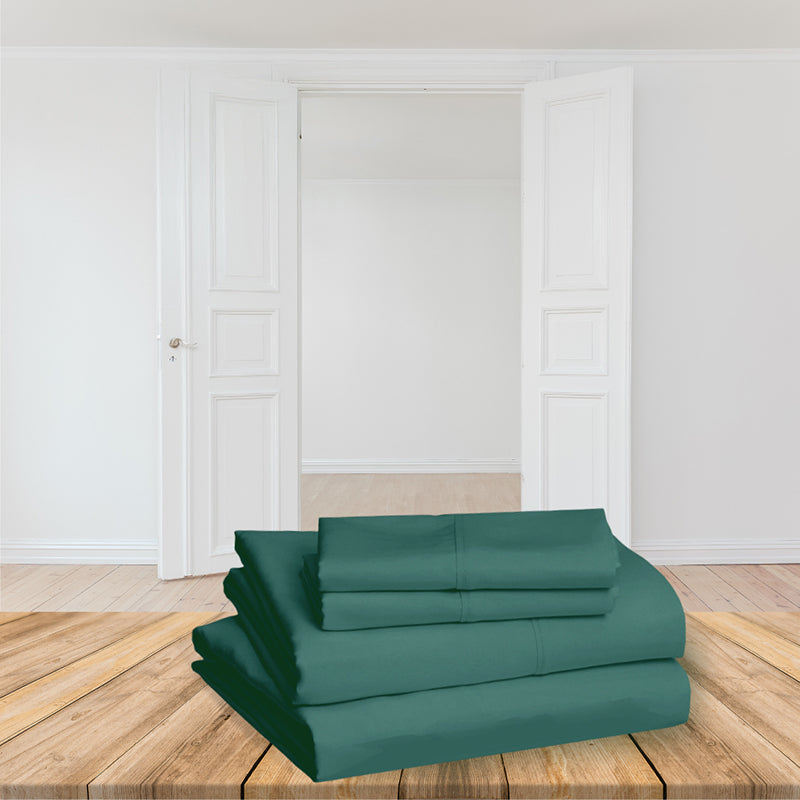 Moonweave Solid Cotton Bedsheet (Forest Green) - 400 TC media 6