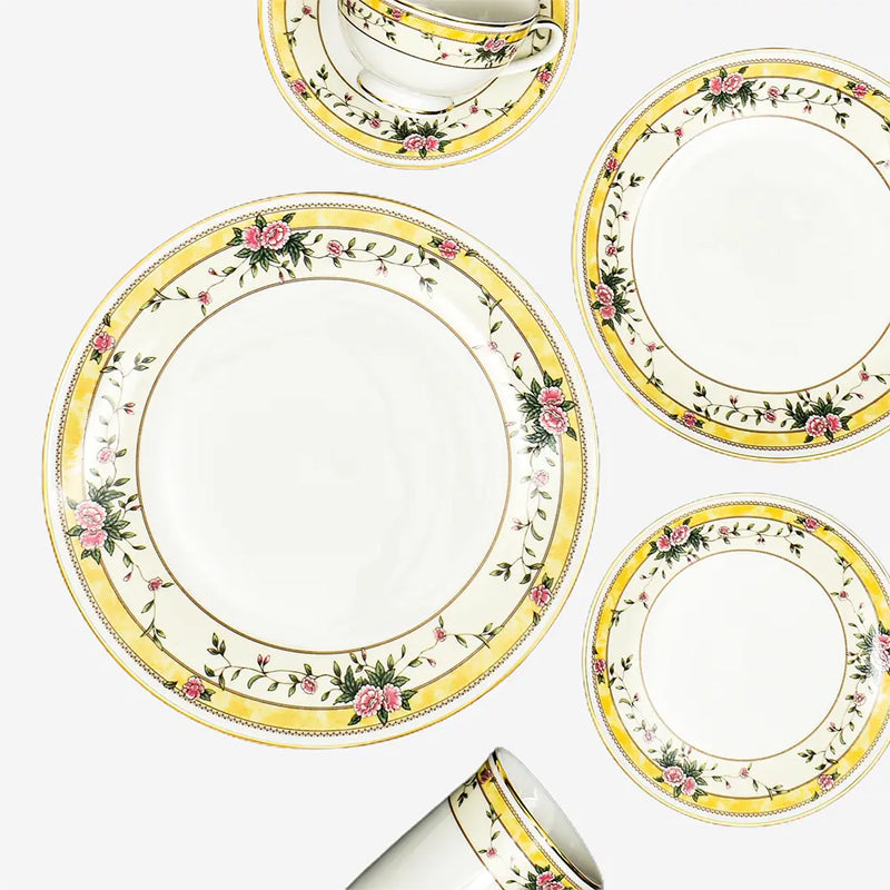 Yesenia 24k Gold Brushed Porcelain Dinner Set - 21 Piece Set media 8