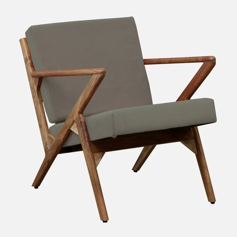 Metrona Acacia Wood Accent Chair - Grey media 3