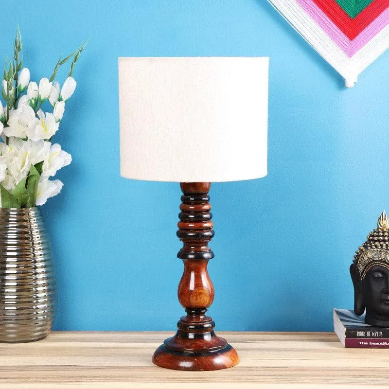 Pashe Gilmore Fabric Table Lamp - White,Brown media 3