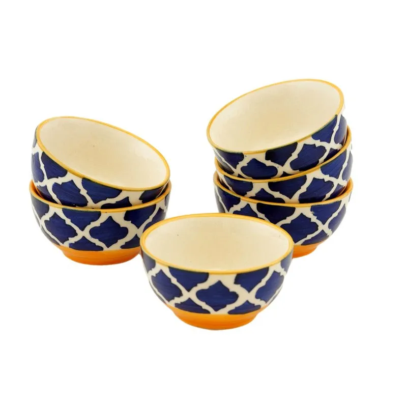 Nibbera Ceramic Snack Bowls (Blue, 180 mL Each) - Set Of Six media 3