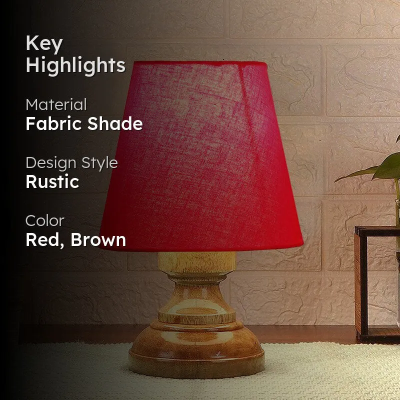 Harolda Fabric Table Lamp - Red,Brown media 2