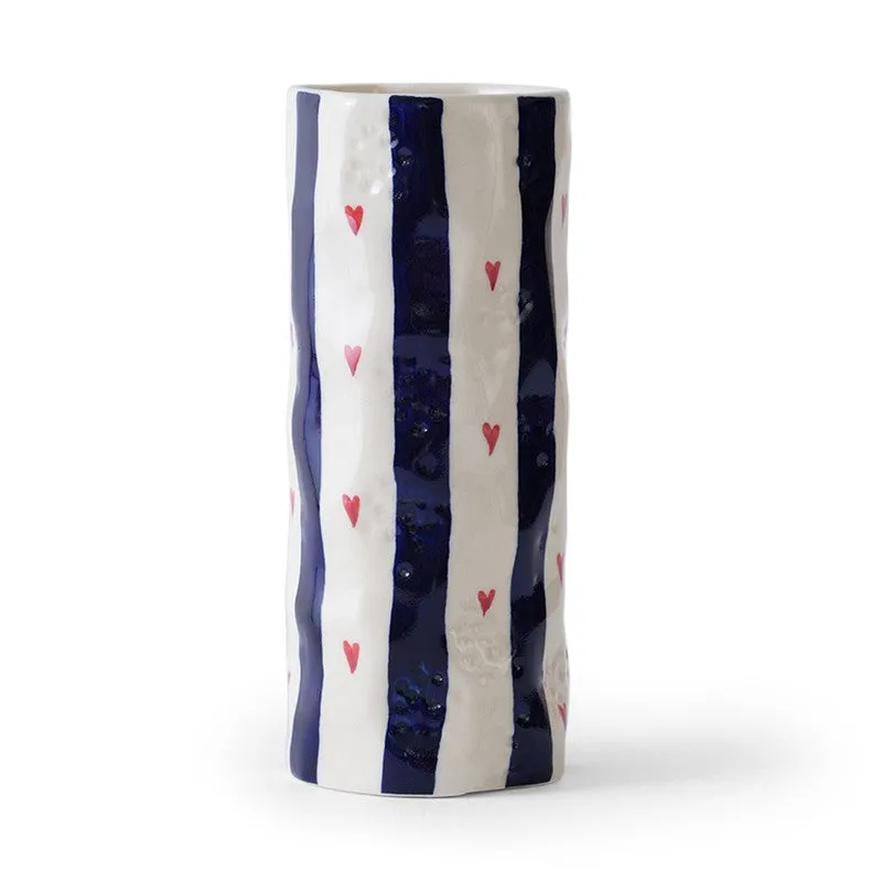 Monoline Stripe Tall Ceramic Vase - Blue media 4