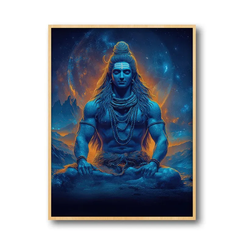 Peaceful Mahadev Meditating I Archival Paper Wall Art - Natural Brown Frame media 5