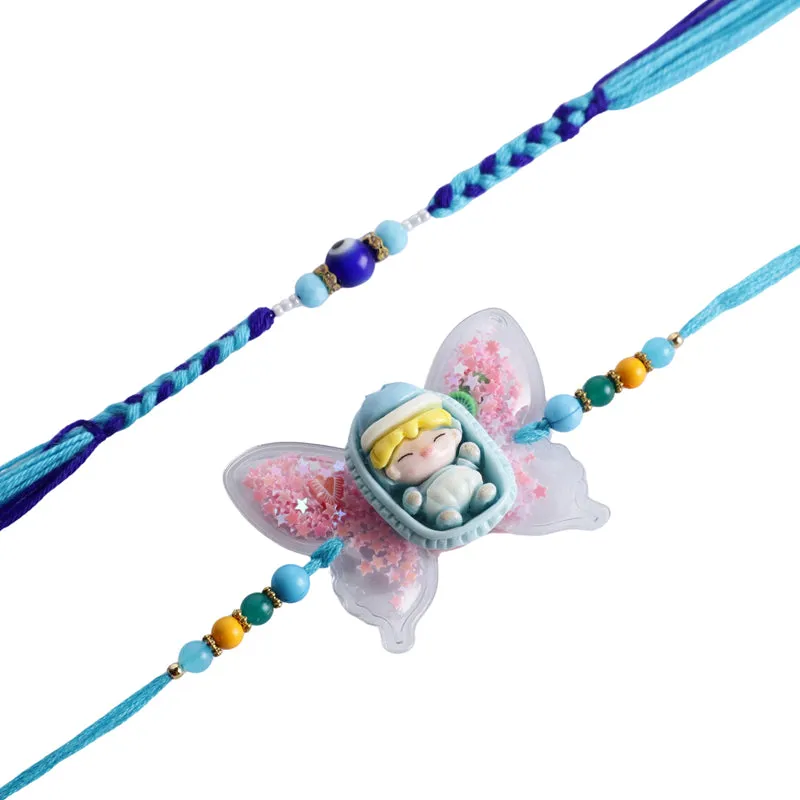 New Born Protection Rakhi with Roli Chawal - Three Piece Set media 5