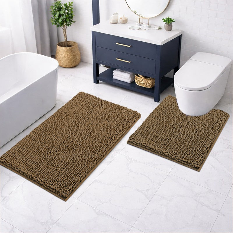PureTone Microfiber Bath Mats (Brown) - Set of Two