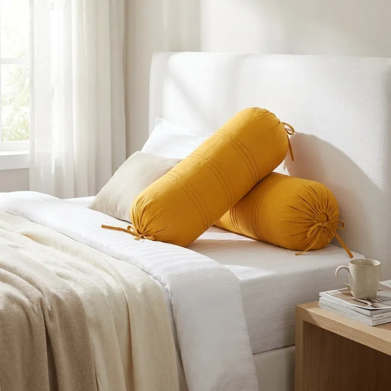 Swayam Yellow Comfort Bolster Cover - Set Of Two media 1