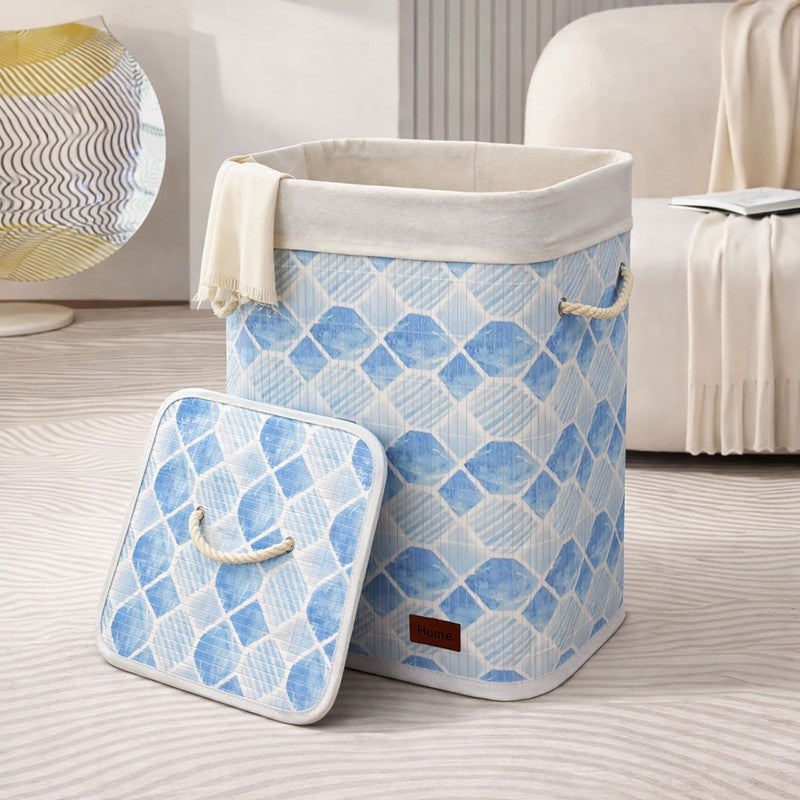 Geometric Bamboo Laundry Basket