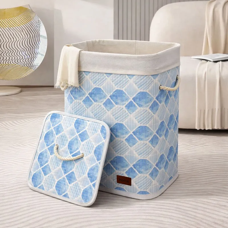 Geometric Bamboo Laundry Basket media 1