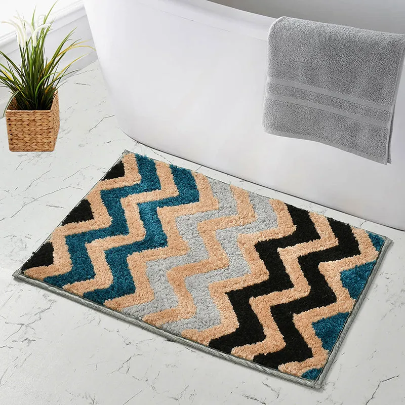Striava Microfiber Bath Mat - Beige & Black media 1