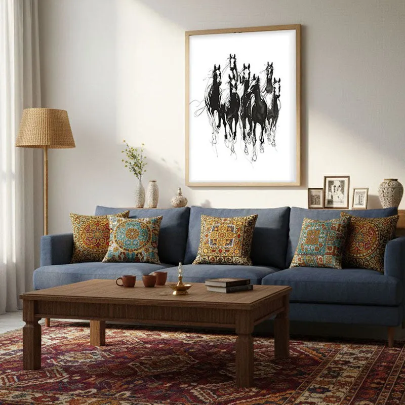 Spirit Horse Canvas Wall Painting With Brown Frame media 3