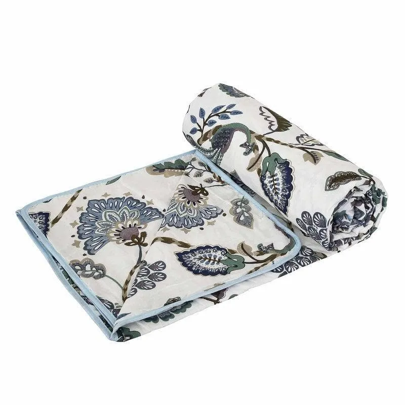 Tropical Lush MulMul Blue Cotton Dohar media 6