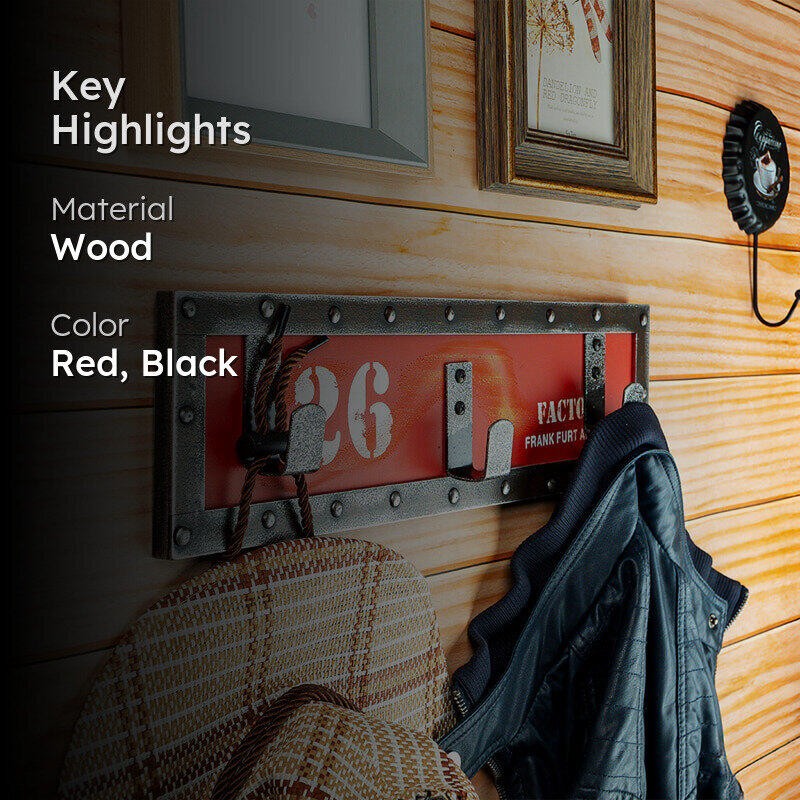 Route Grip Wood Wall Hook - Red media 2