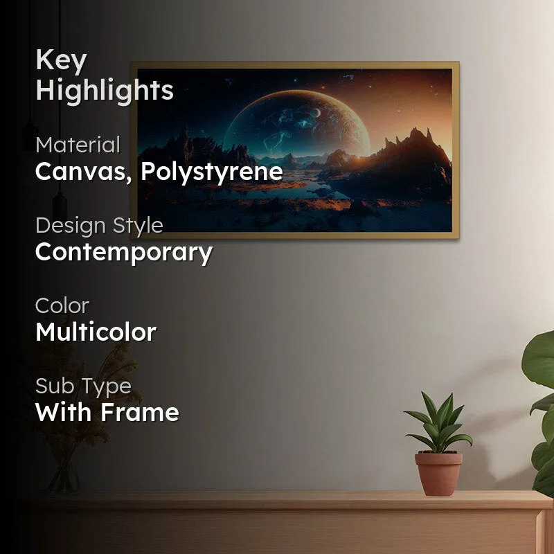 Lunar Eclipse Glow Wall Painting With Frame media 2