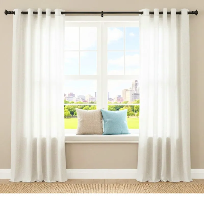 Cubera Extendable 1" Single Curtain Rod With Round Finial & Brackets media 3
