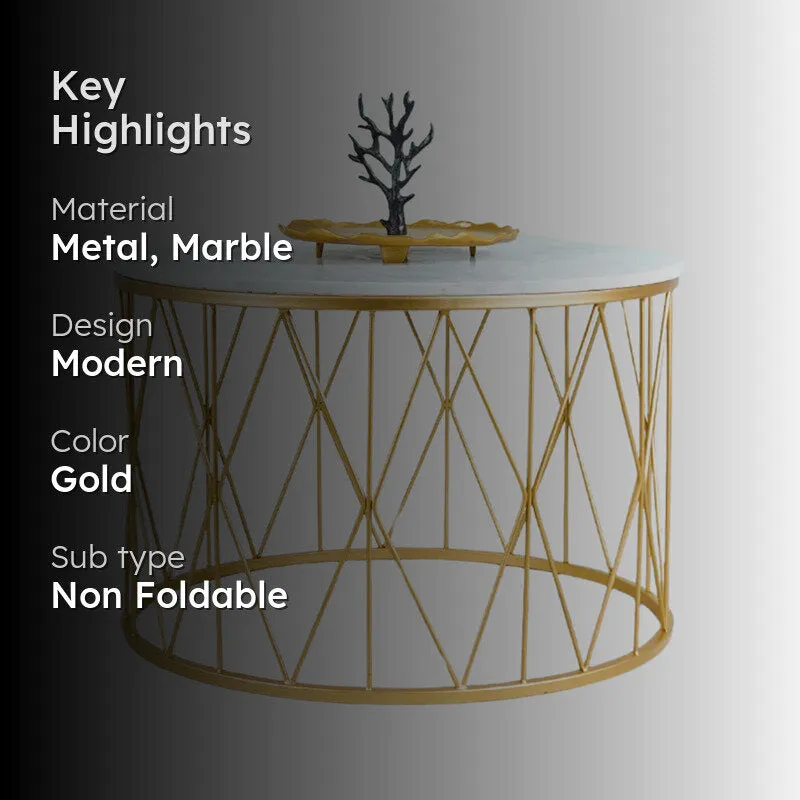 Aurum Grid Accent Table with Marble Top media 2