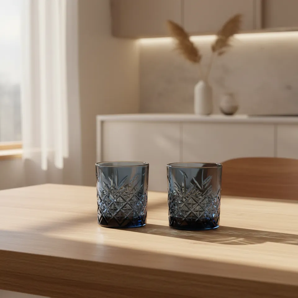 Pasabahce Billy Blue Whiskey Glass (345 mL) - Set Of Four media 1