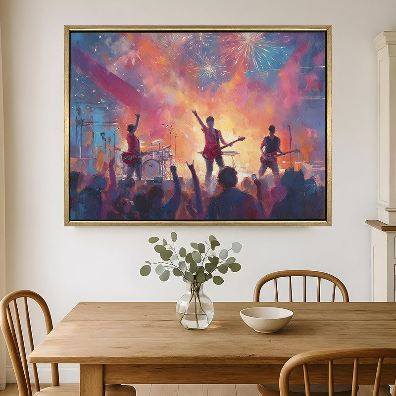 Electric Night Canvas Wall Painting With Frame