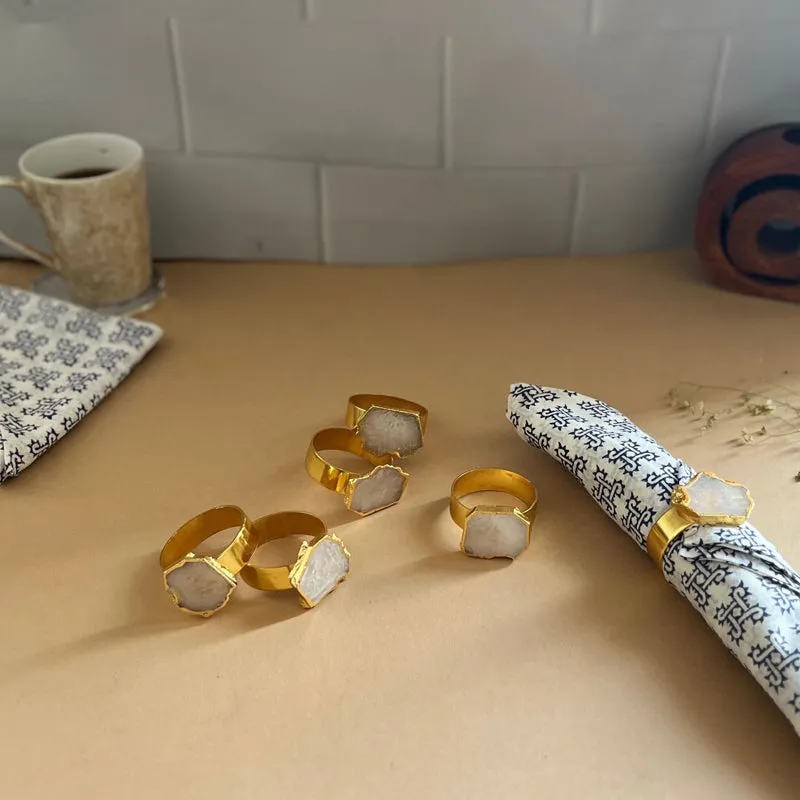 Suzzaine Handcrafted Agate Napkin Rings (White) - Set Of Six media 4