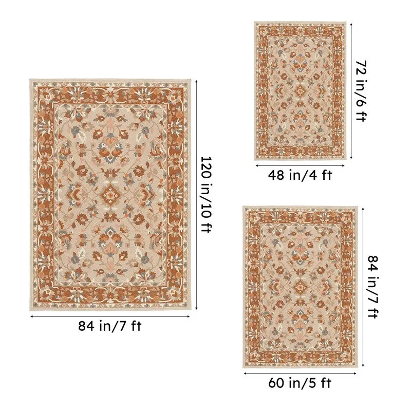 Shenlong Hand Tufted Ethnic Wool & Nylon Carpet - Beige media 15