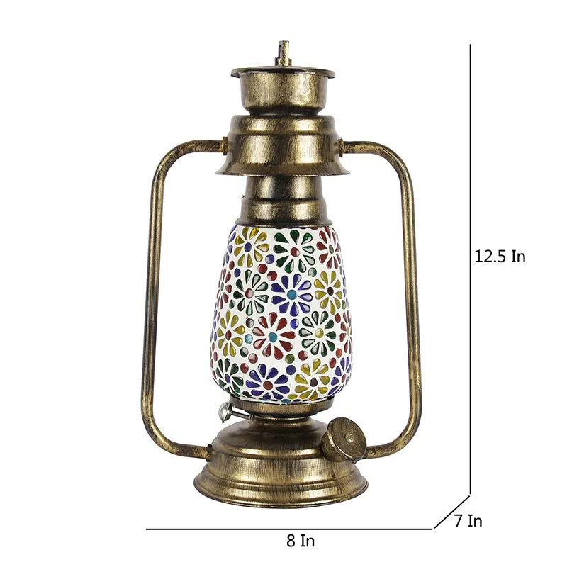 Madhura Mosaic Lantern Iron & Glass Table Lamp - Multicolor media 5