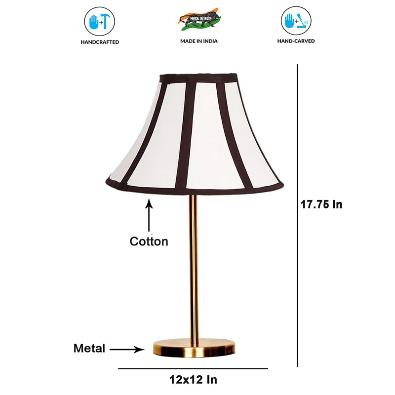 Windsor Shade Cotton & Metal Table Lamp - White,Gold media 4