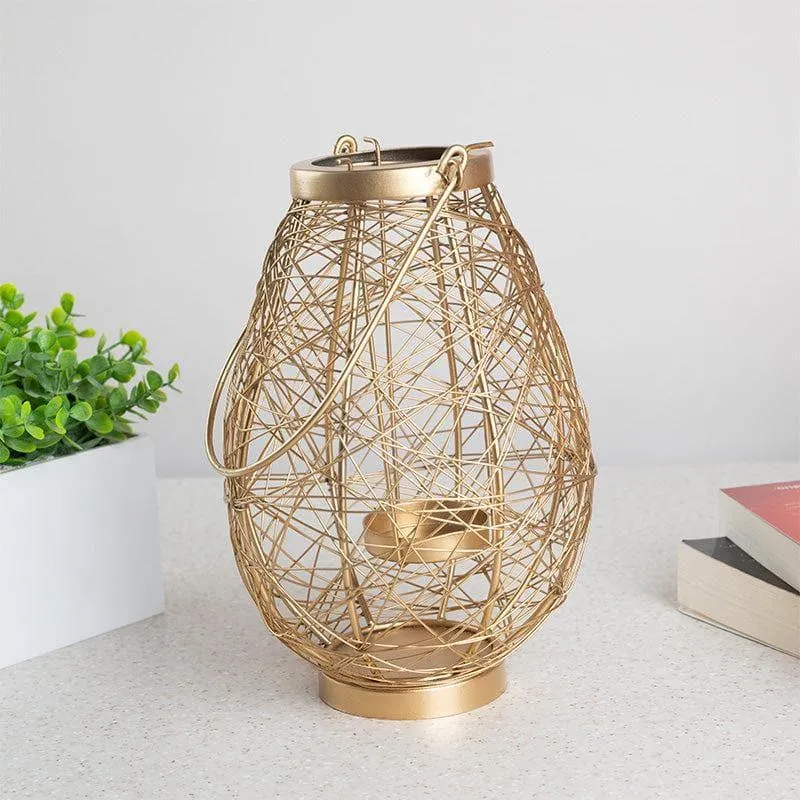 Golden Netted Hanging Tealight Candle Holder media 3