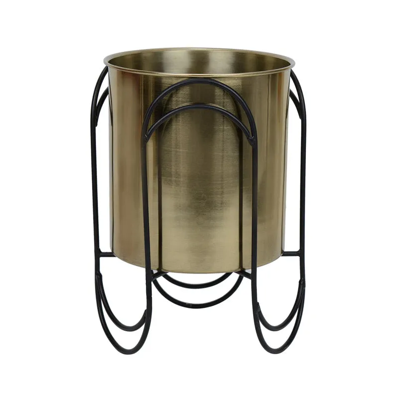 Vyra Stainless Steel Planter - Gold & Black media 3