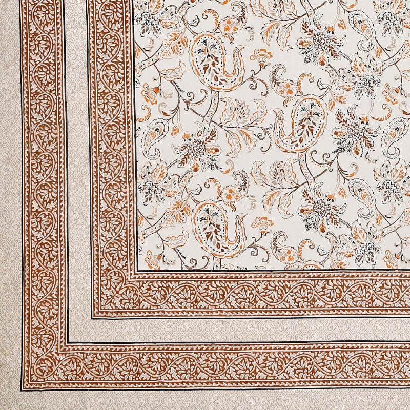 Aari Floral Cotton Bedsheet (Brown) - 130 TC media 4