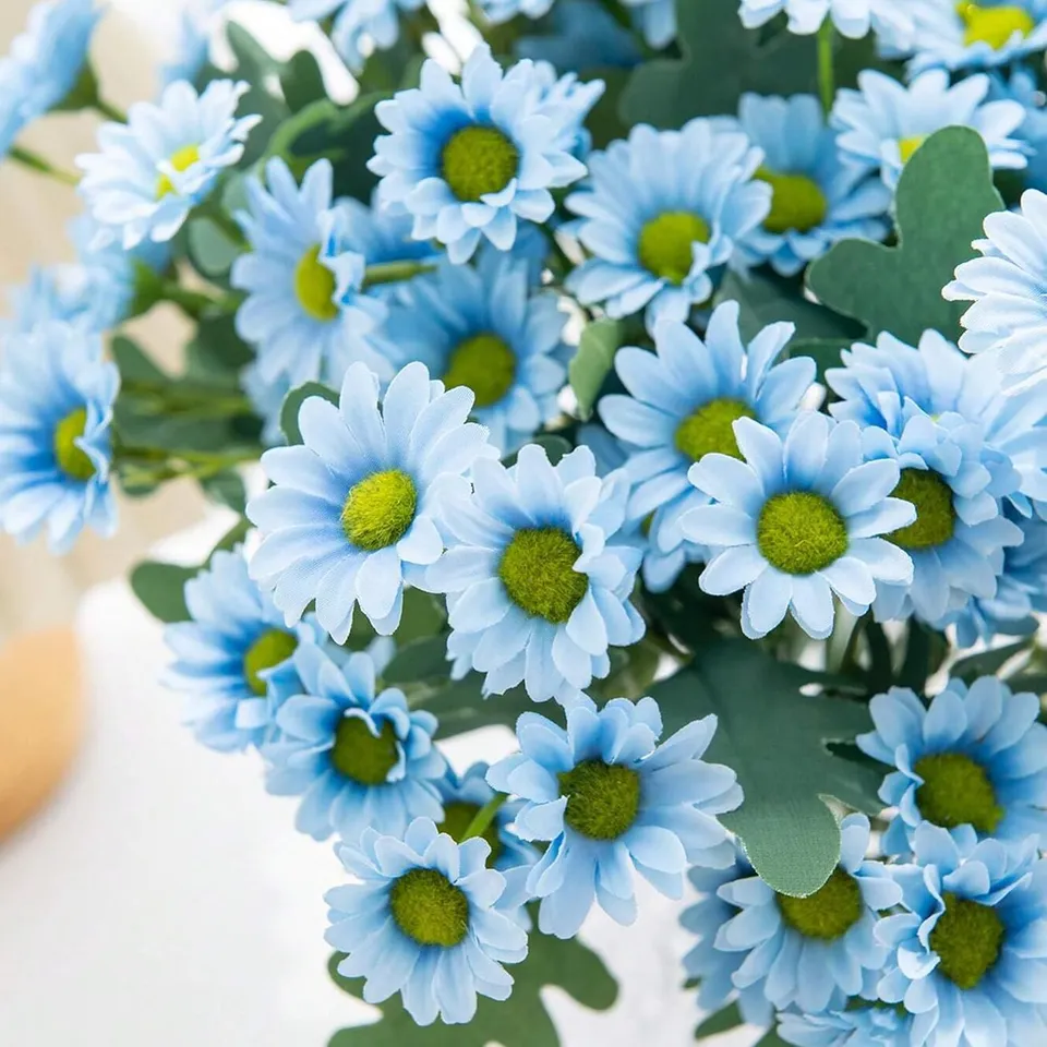 Azure Daisy Artificial Flower (Blue) - Set Of Two media 8