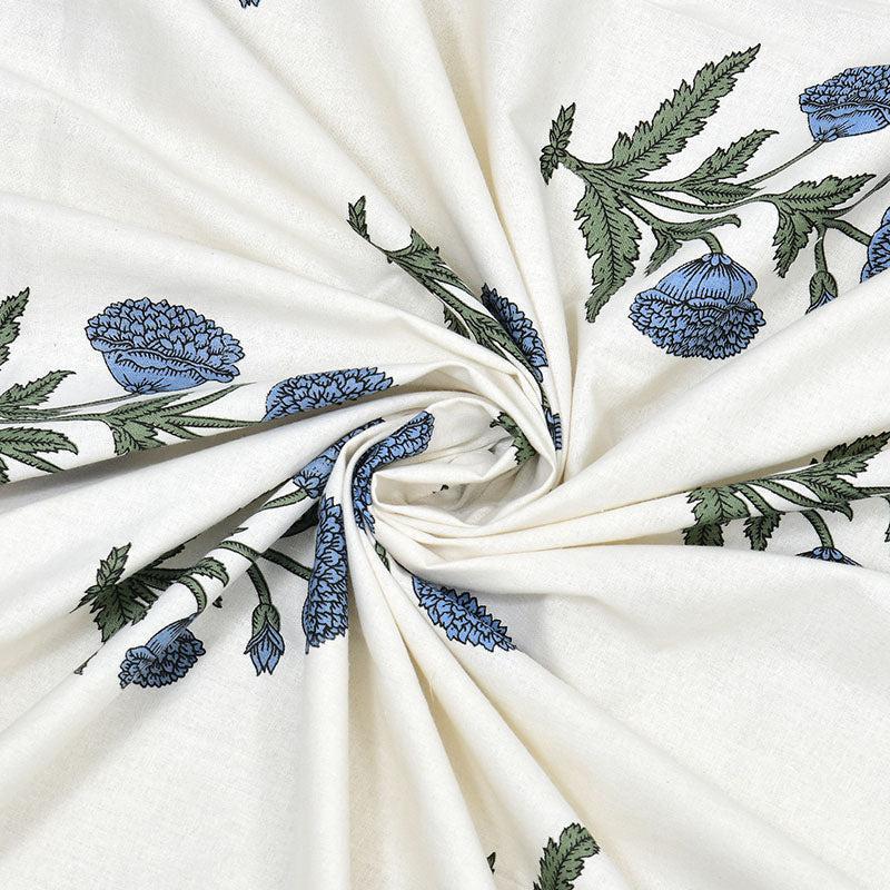 Marrakech Marigold Ethnic Cotton Bedsheet (Blue & White) - 180 TC media 5