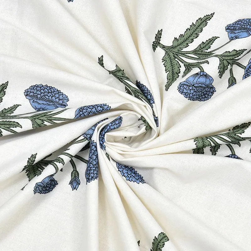 Marrakech Marigold Ethnic Cotton Bedsheet (Blue & White) - 180 TC media 5