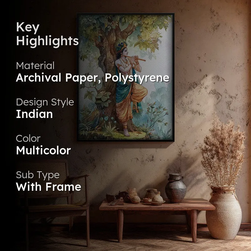 Sri Krishna Charming Fluit Playing Archival Paper Wall Art media 2