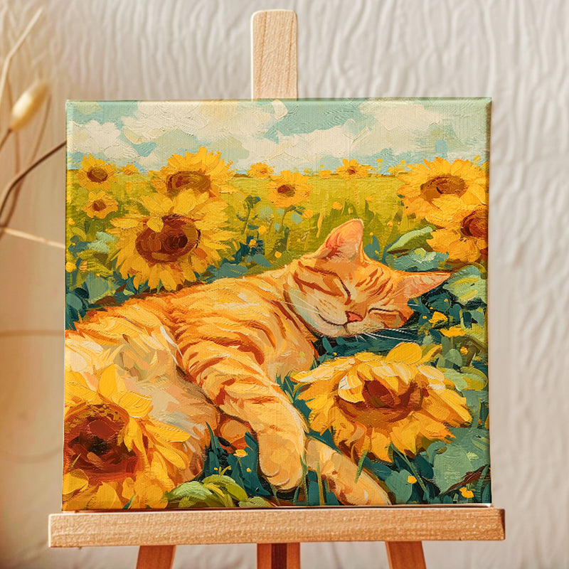 Sleepy Kitty Canvas Showpiece