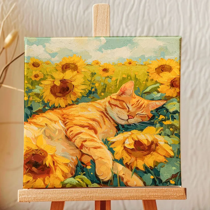 Sleepy Kitty Canvas Showpiece media 1