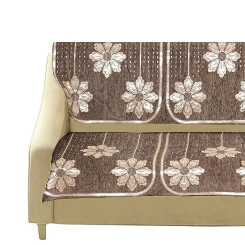 Mitha Floral Cotton Sofa Cover (Brown) media 5