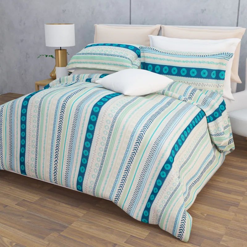 Florelle Strips Cotton Bedsheet (Blue) - 144 TC media 8