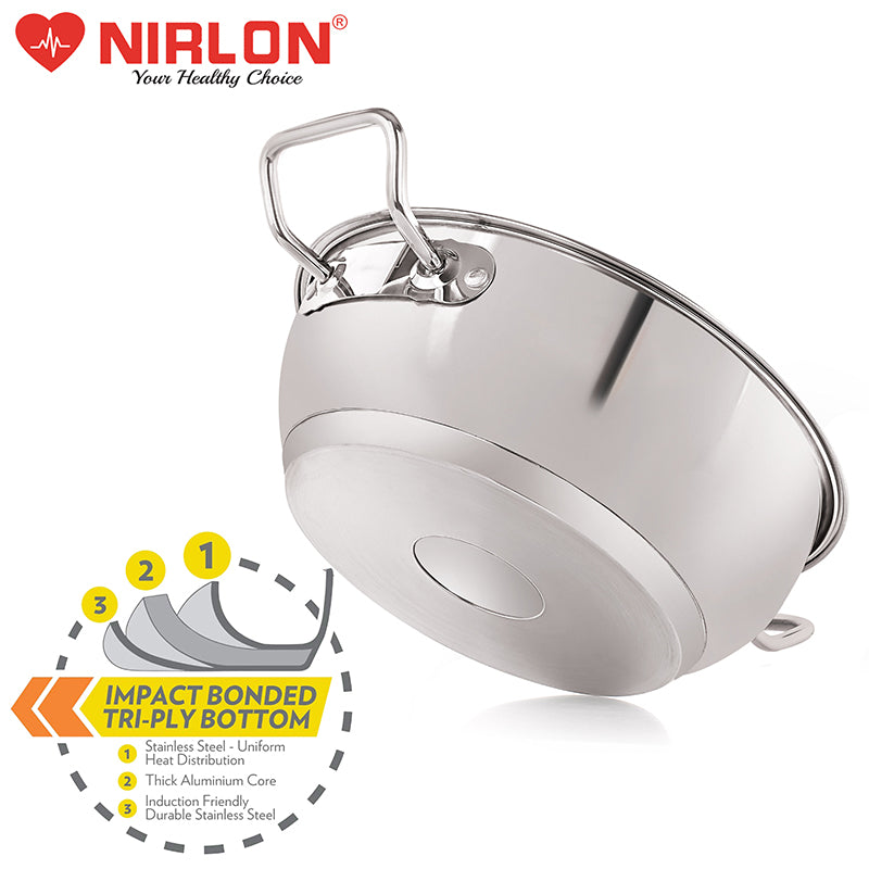 Nirlon Kadhai With Lid - 3000 mL/9 Inches media 3
