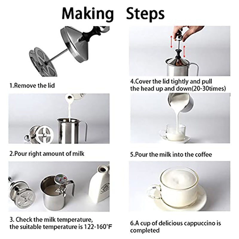 Samuel Stainless Steel Milk Frother - 400ml Capacity, Silver media 8