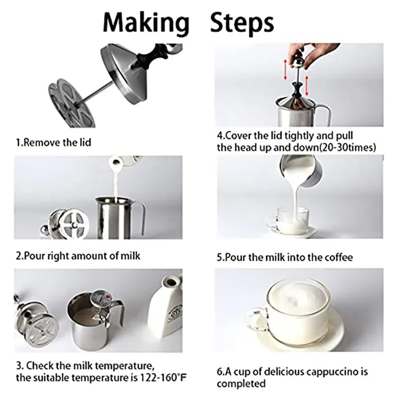 Samuel Stainless Steel Milk Frother - 400ml Capacity, Silver media 8